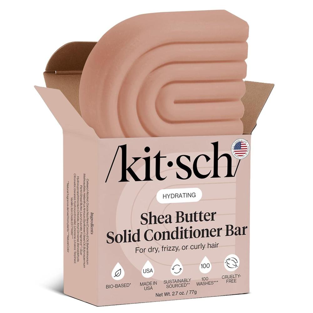 imageKitsch Shea Butter Conditioner Bar Shea Moisture Conditioner for Soft Hydrated Hair Solid Hair Conditioner for Hair Care Paraben Sulfate amp SiliconeFree Vegan Made in USA 27 oz