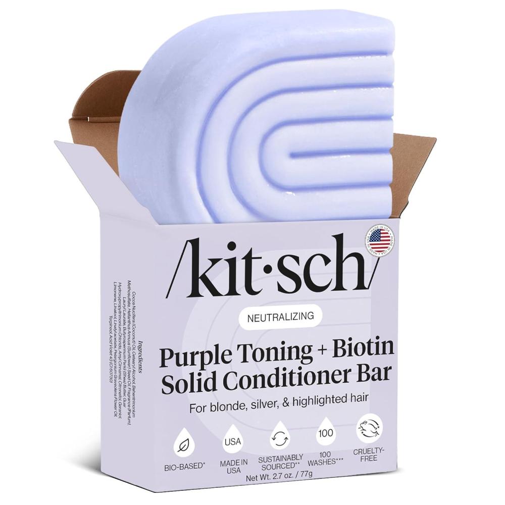 imageKitsch Toning Purple Conditioner For Blondes amp Color Treated Hair  Conditioner Bar For Women amp Men  With Biotin for Strengthening amp Neutralizing Brassy Tones  Vegan Silicone amp Sulfate Free  27oz