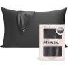 Kitsch Holiday Satin Pillowcase with Zipper for Hair and Skin – Softer Than Silk Pillow Cases, Cooling Pillow Covers, Machine Washable, Wrinkle-Free – Queen/Standard (19×26) – Ivory, 2pcs(Charcoal)