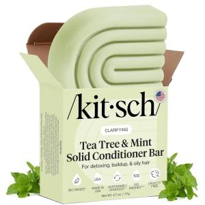 Kitsch Clarifying Tea Tree & Mint Conditioner Bar – Hair Conditioner for Scalp & Oil Control – Vegan Conditioner for Women and Men, Color-Safe, Sustainable Hair Care – Made in USA, 2.7 oz