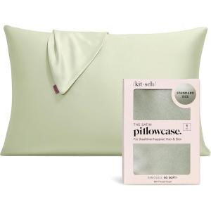 Kitsch Holiday Satin Pillowcase with Zipper for Hair and Skin – Softer Than Silk Pillow Cases, Cooling Pillow Covers, Machine Washable, Wrinkle-Free – Queen/Standard (19×26) – Ivory, 2pcs(Sage)
