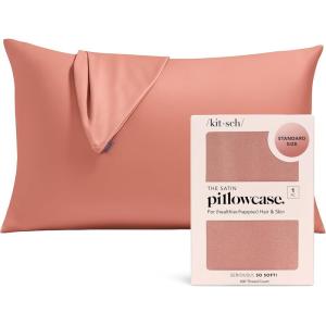 Kitsch Holiday Satin Pillowcase with Zipper for Hair and Skin – Softer Than Silk Pillow Cases, Cooling Pillow Covers, Machine Washable, Wrinkle-Free – Queen/Standard (19×26) – Ivory, 2pcs(Terracotta)