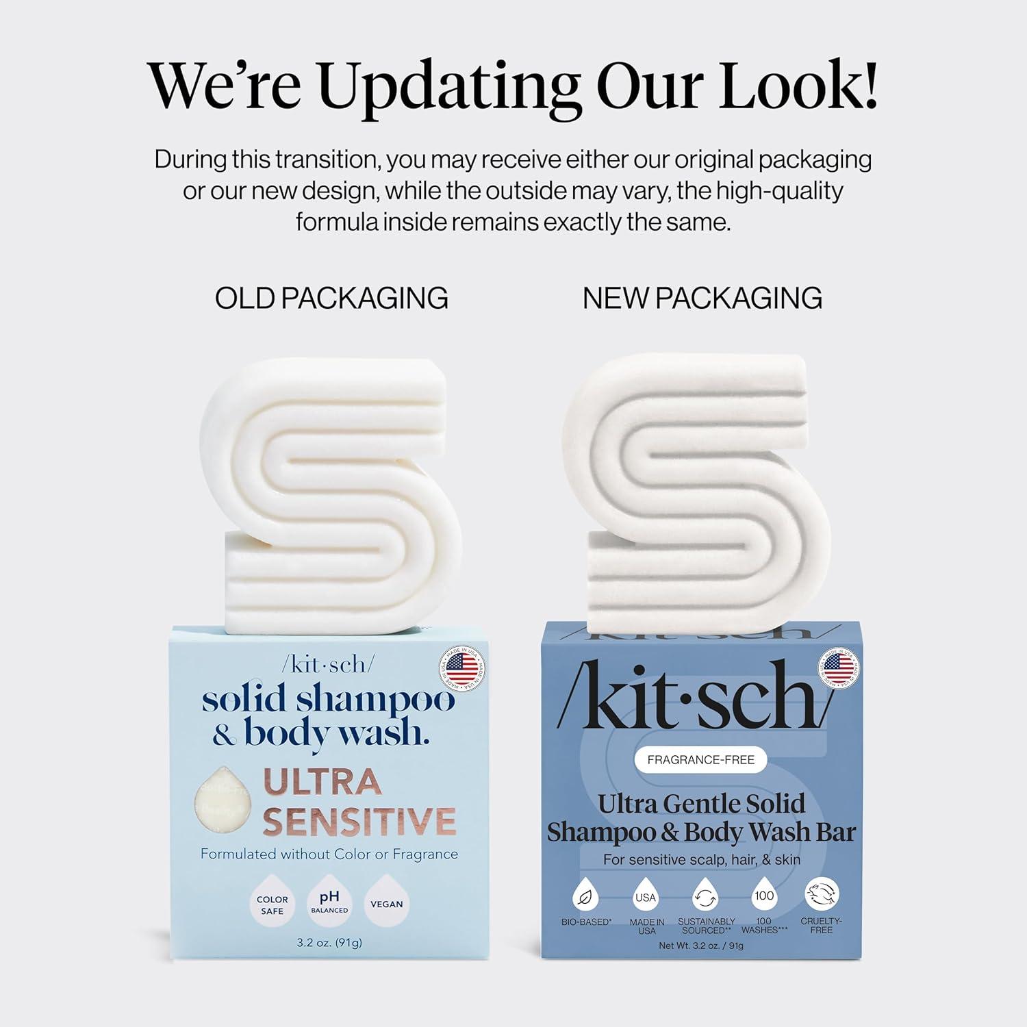 imageKitsch 2in1 Shampoo Bar and Body Wash Ultra Sensitive Vegan amp Natural 5Ingredient Formula Bar Soap for Hair amp Body ScentFree ParabenFree For Sensitive Scalp amp Skin 32 oz