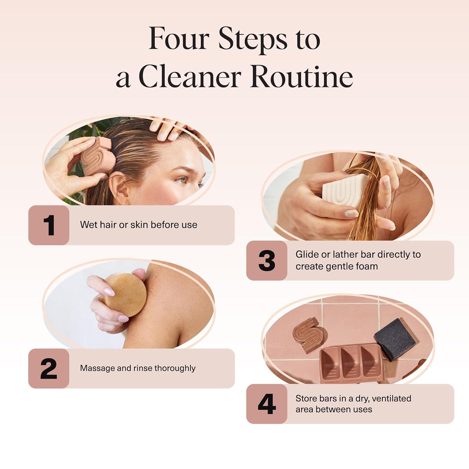 imageKitsch 4pc Set  Rice Water Shampoo and Conditioner Set  Charcoal Body Wash Bar amp Exfoliating Sugar Body Scrub  Hair amp Body Bar Soap  Silicone Paraben and Sulfate Free Solid Bars