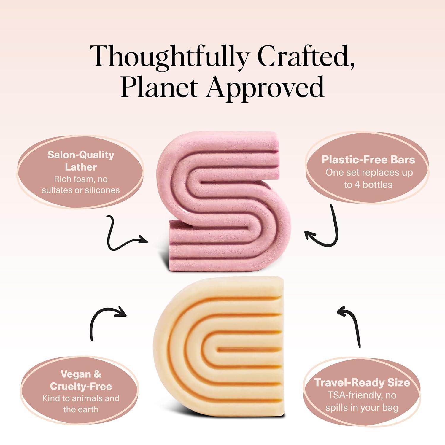 imageKitsch Castor Oil Shampoo Bar amp Coconut Oil Conditioner Bar Nourishing Shampoo and Conditioner Set for Dry Damaged Hair Strengthening Hair Care Hydrating amp DeepMoisturizing 2pc set