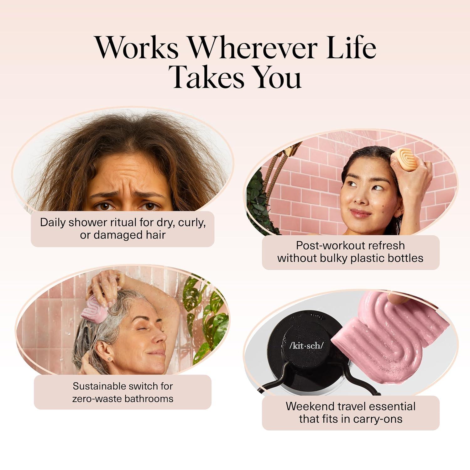 imageKitsch Castor Oil Shampoo Bar amp Coconut Oil Conditioner Bar Nourishing Shampoo and Conditioner Set for Dry Damaged Hair Strengthening Hair Care Hydrating amp DeepMoisturizing 2pc set