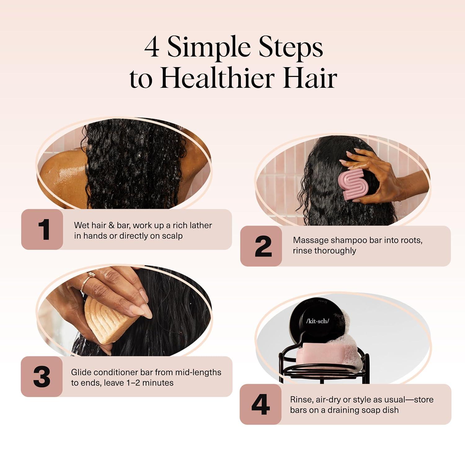 imageKitsch Castor Oil Shampoo Bar amp Coconut Oil Conditioner Bar Nourishing Shampoo and Conditioner Set for Dry Damaged Hair Strengthening Hair Care Hydrating amp DeepMoisturizing 2pc set