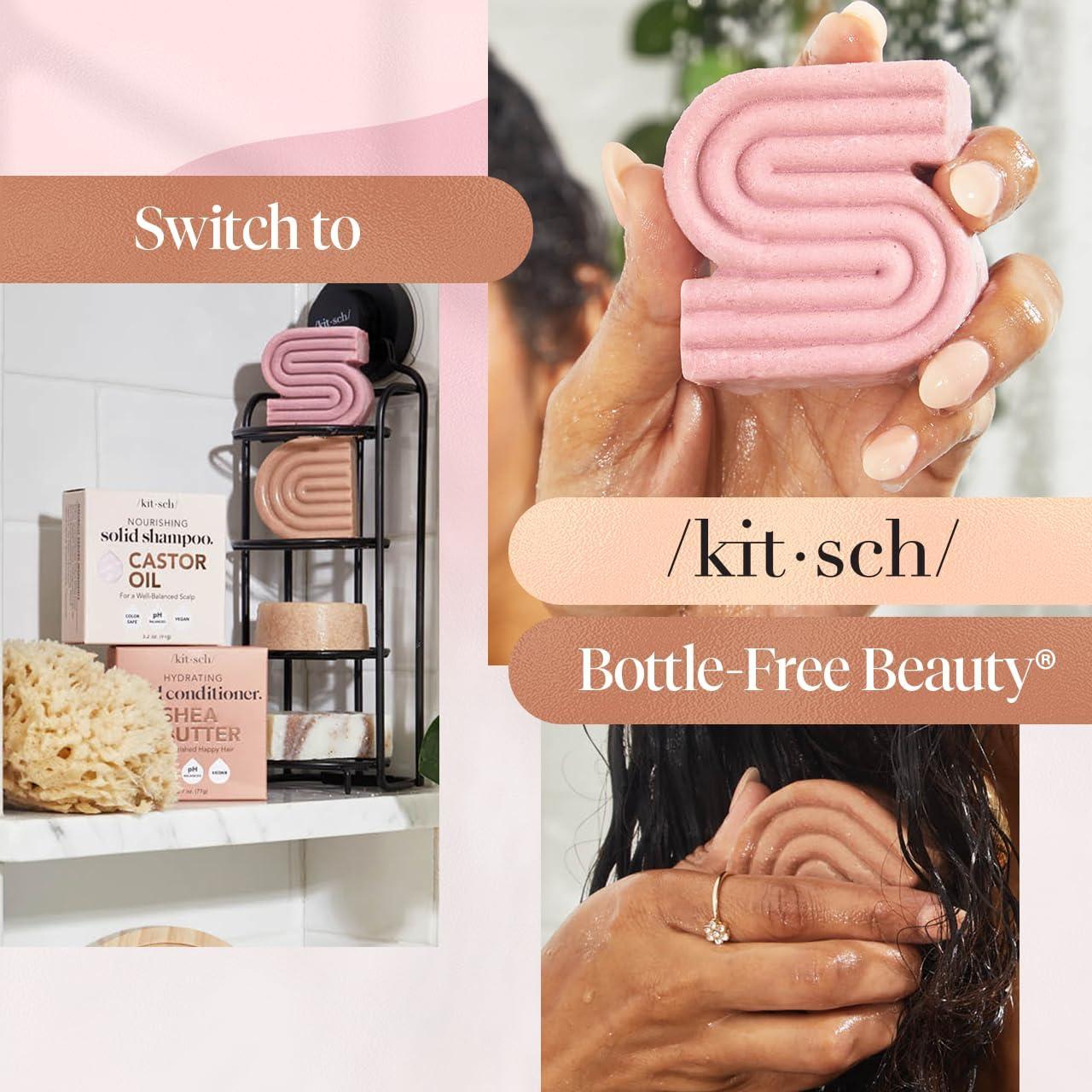 imageKitsch Castor Oil Shampoo amp Shea Butter Conditioner Bar  Shampoo and Conditioner Set  Hydrating amp Moisturizing Bar Soap  Free of Paraben Silicone Sulfate  Made in USA  2pc Set