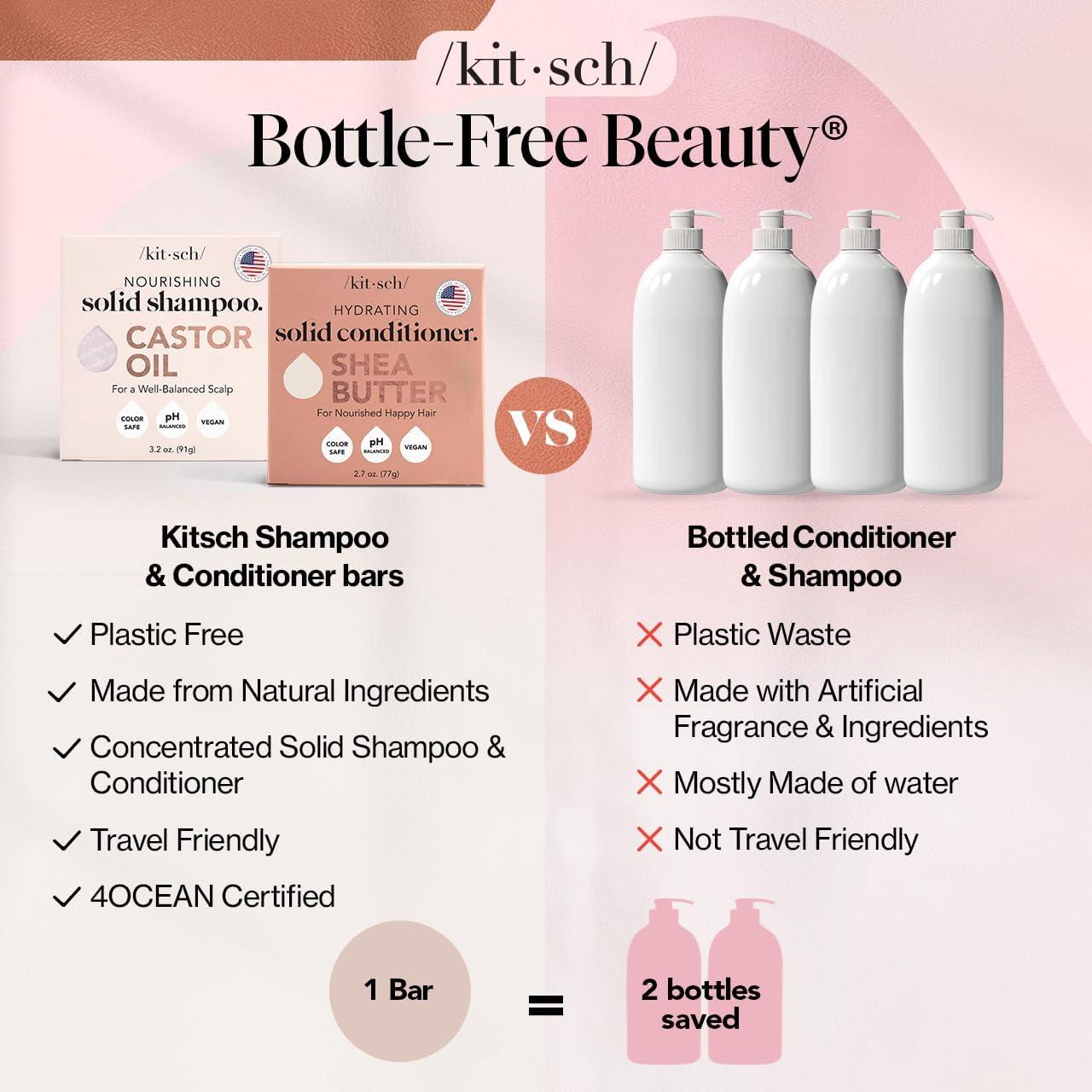 imageKitsch Castor Oil Shampoo amp Shea Butter Conditioner Bar  Shampoo and Conditioner Set  Hydrating amp Moisturizing Bar Soap  Free of Paraben Silicone Sulfate  Made in USA  2pc Set