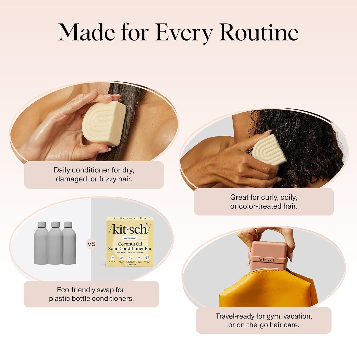 imageKitsch Coconut Oil Conditioner Bar  Hair Conditioner For Women and Men  Deep Moisturizing Nourishes Hydrate amp Soften Damaged Dry Hair  Silicone Paraben amp Sulfate Free  27 ozCoconut Oil DeepMoisturizing Conditioner Bar