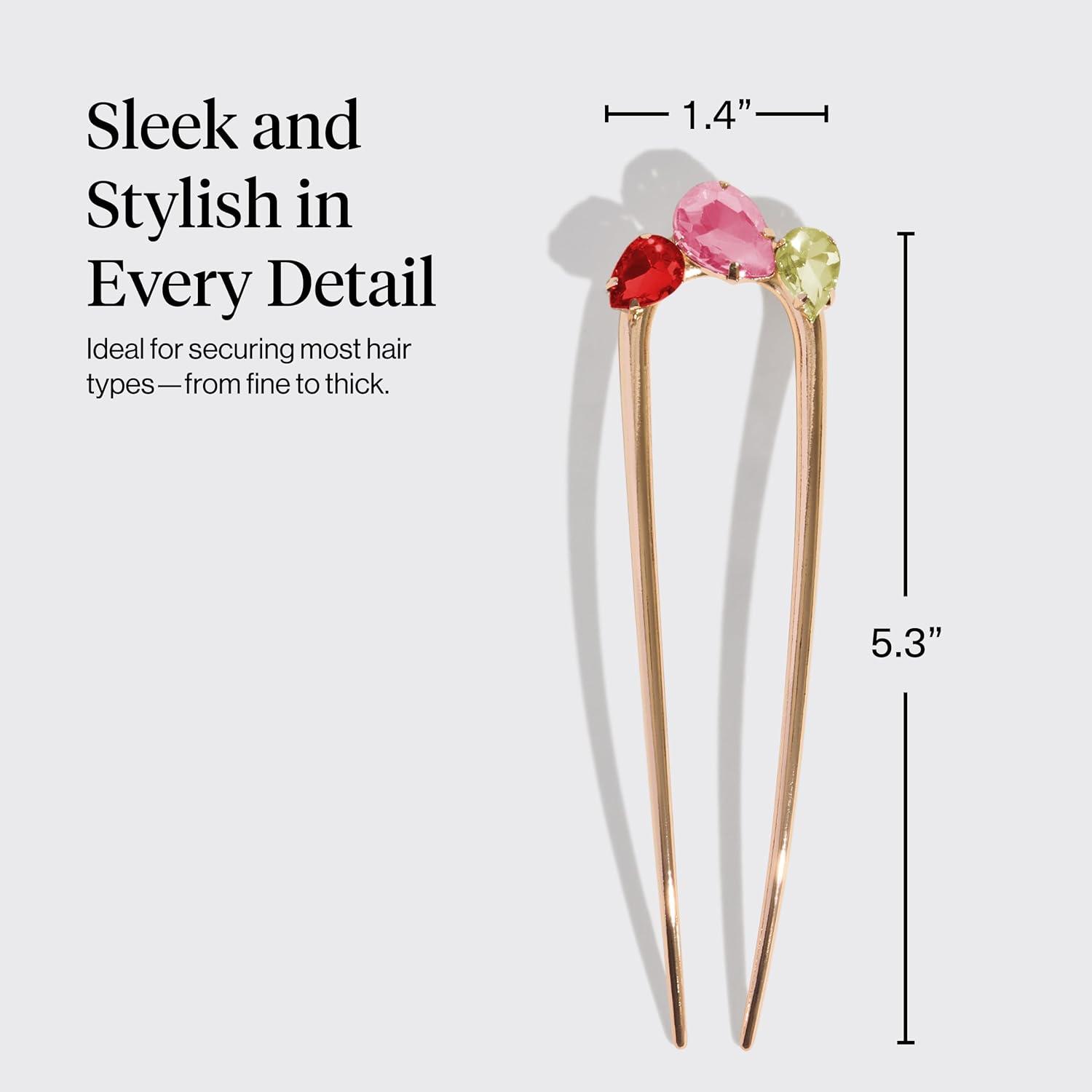 imageKitsch Metal French Hair Pin for Women  Elegant Hair Accessories Ideal for Buns amp French Twist Designed for a Secure Comfortable Fit  Ideal Gifts for Women  SilverRed  Pink  Green