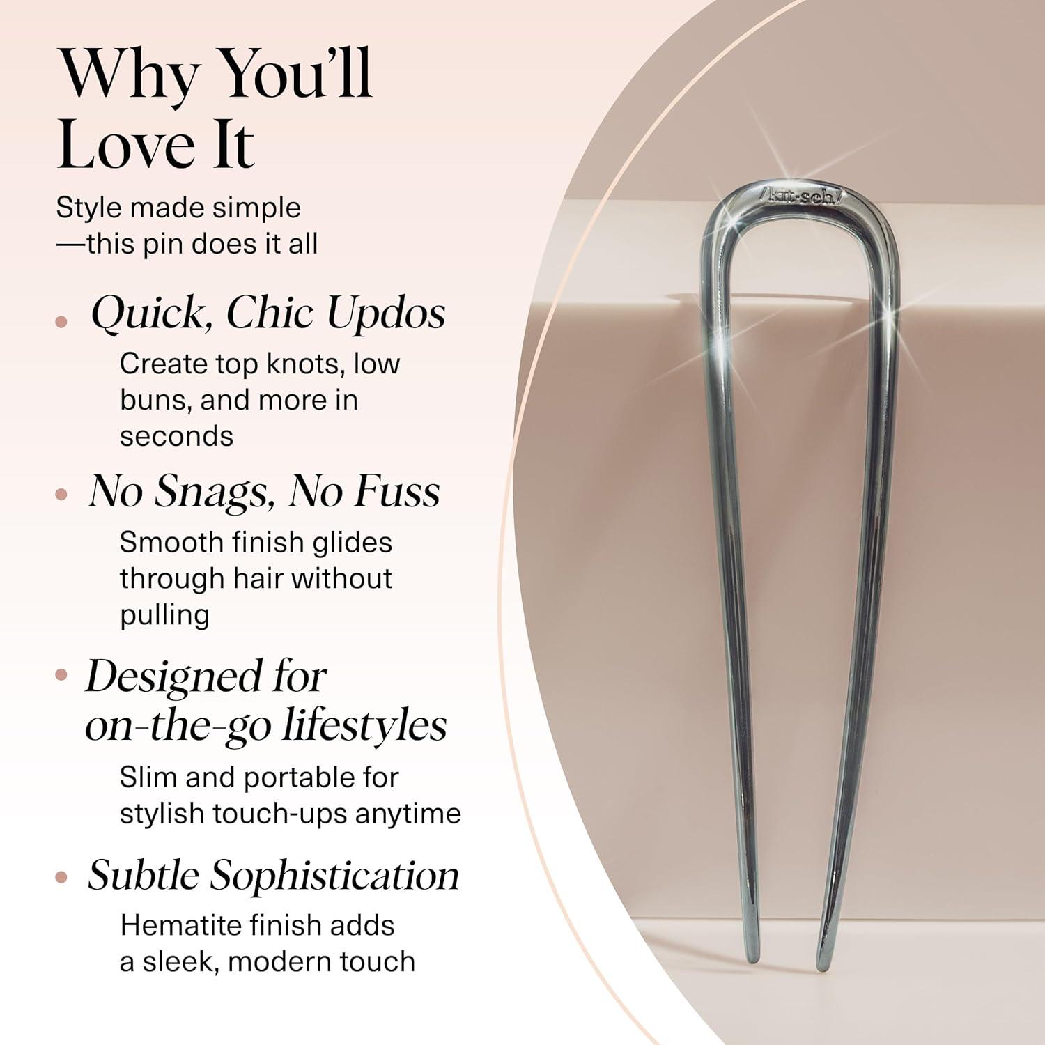 imageKitsch Metal French Hair Pin for Women Elegant Hair Accessories Ideal for Buns amp French Twist Designed for a Secure Comfortable Fit Ideal Gifts for Women SilverHematite