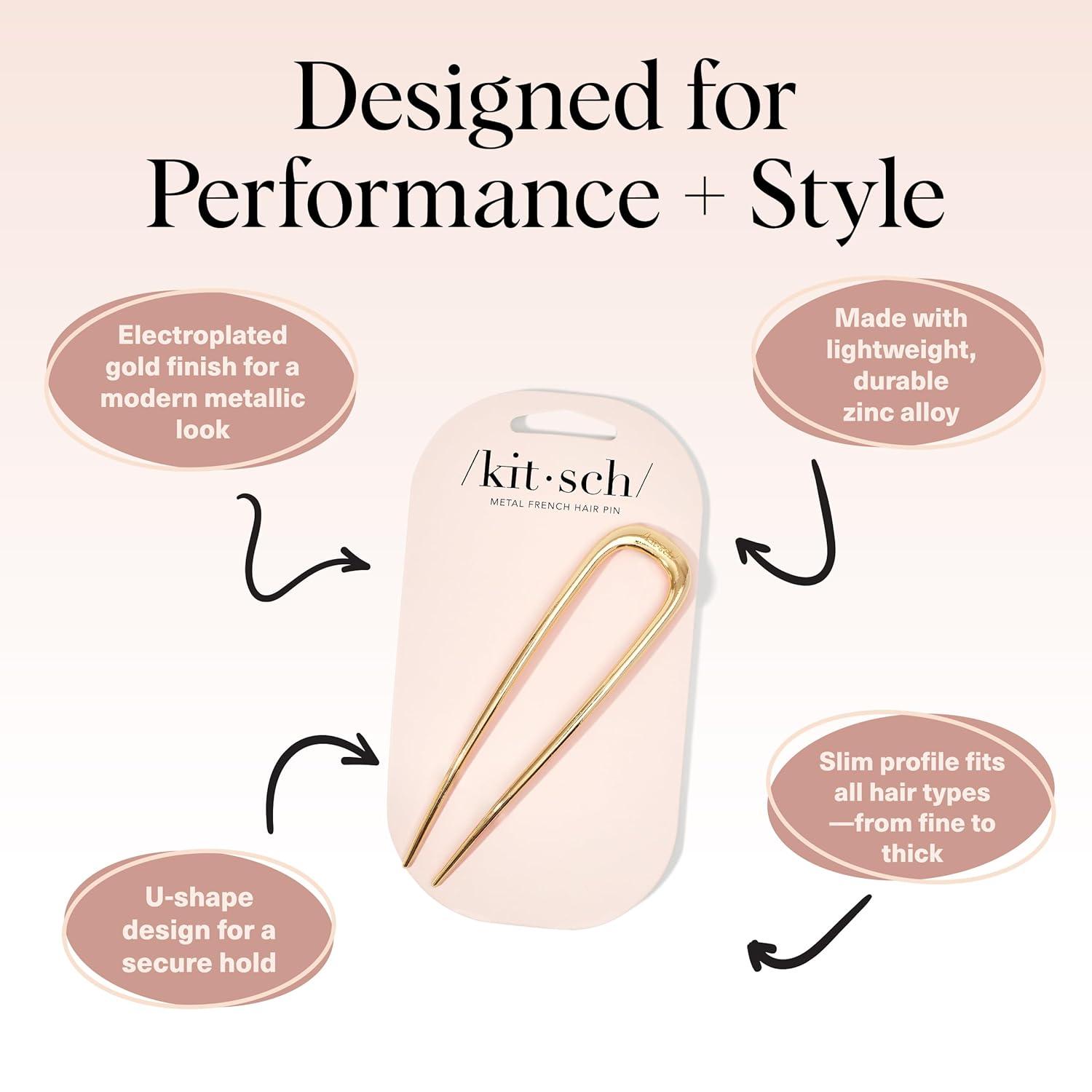 imageKitsch Metal French Hair Pin for Women Elegant Hair Accessories Ideal for Buns amp French Twist Designed for a Secure Comfortable Fit Ideal Gifts for Women SilverGold