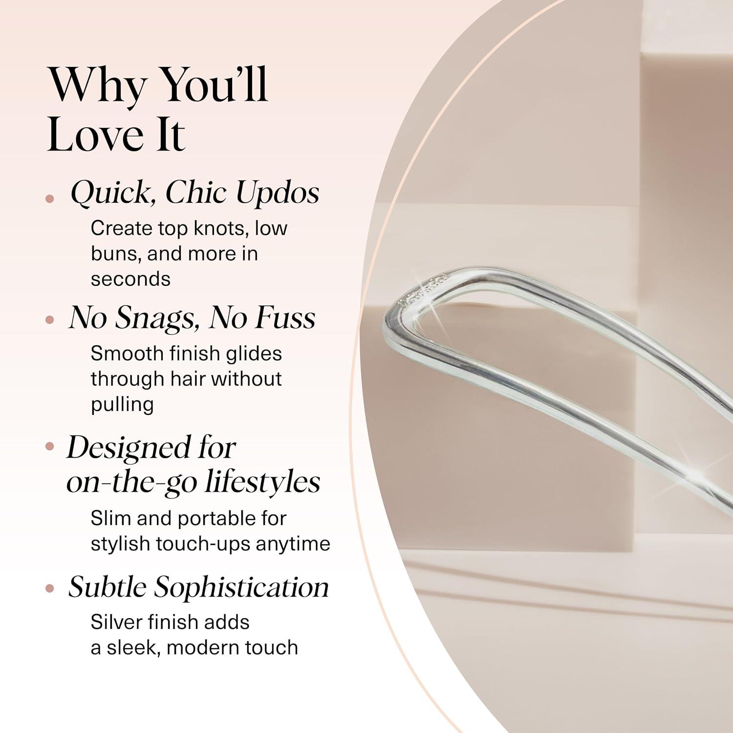 imageKitsch Metal French Hair Pin for Women  Elegant Hair Accessories Ideal for Buns amp French Twist Designed for a Secure Comfortable Fit  Ideal Gifts for Women  SilverSilver