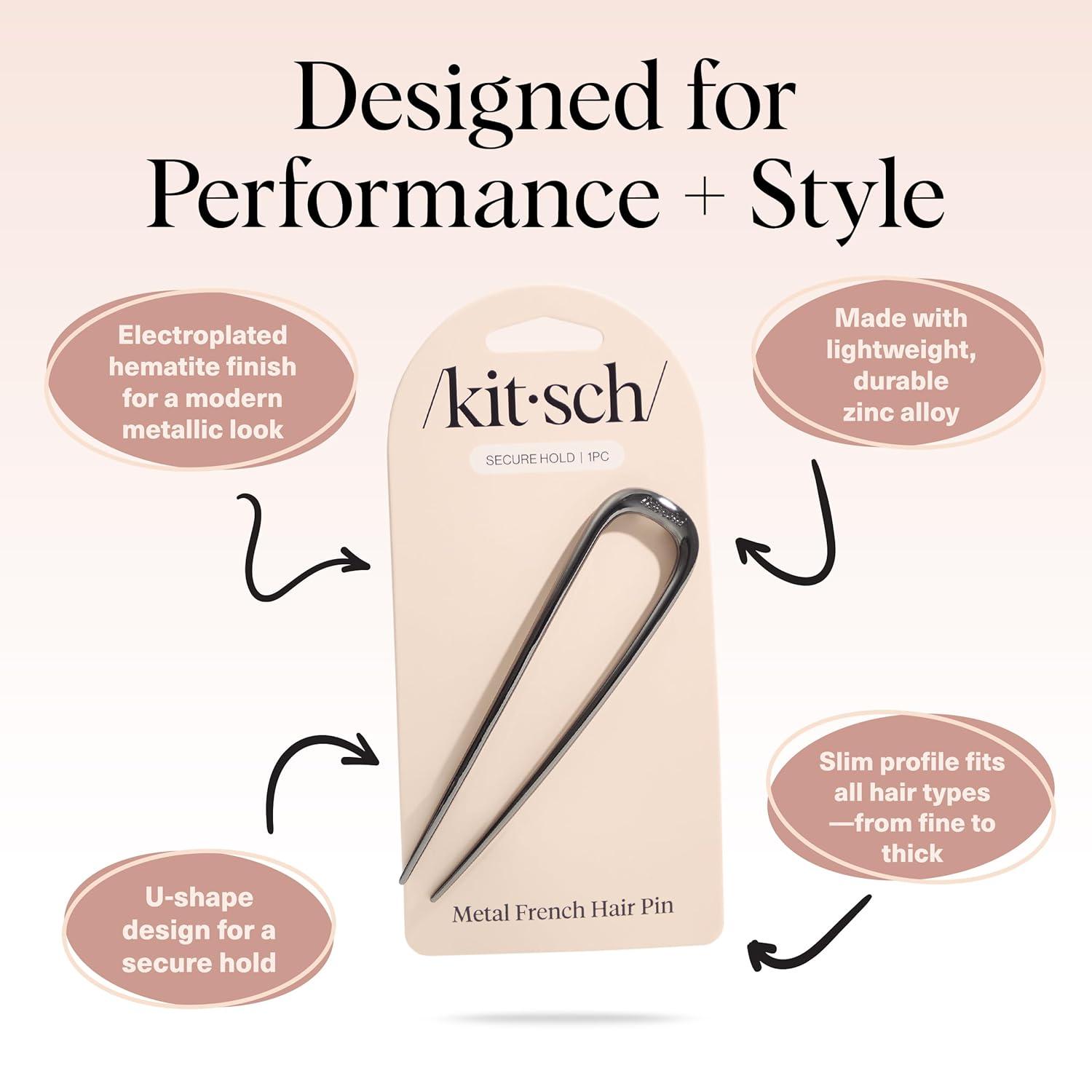 imageKitsch Metal French Hair Pin for Women Elegant Hair Accessories Ideal for Buns amp French Twist Designed for a Secure Comfortable Fit Ideal Gifts for Women SilverHematite