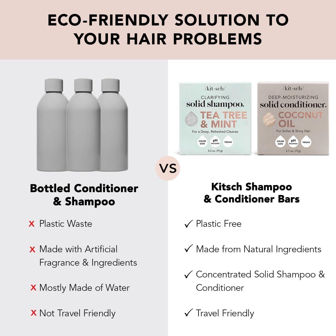 imageKitsch Tea Tree Shampoo amp Coconut Oil Conditioner Bar Shampoo and Conditioner Set Clarifying Bar Soap for Greasy Hair amp Deep Moisturizing Paraben Silicone amp Sulfate Free Made in USA 2 Pack