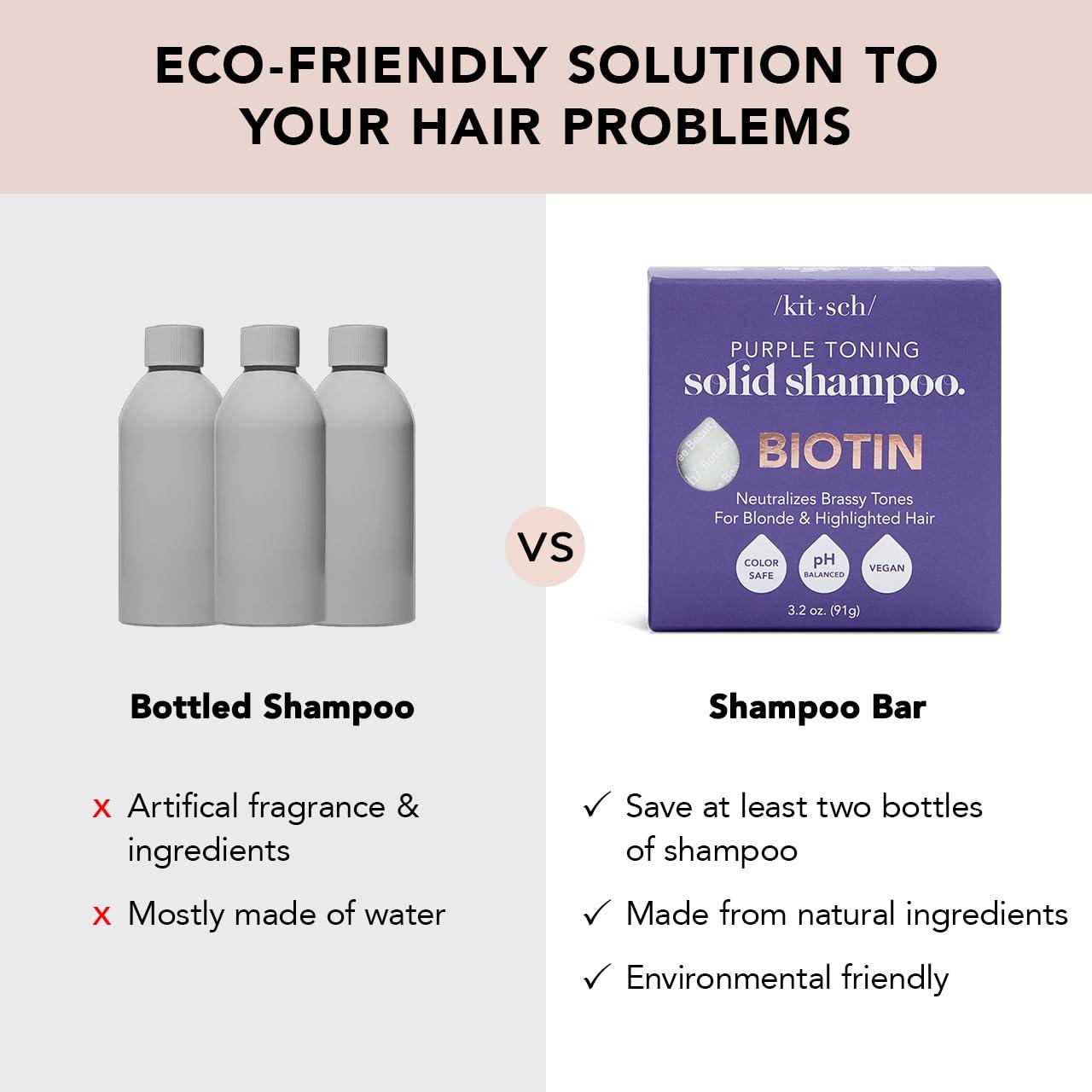 imageKitsch Toning Purple Shampoo For Blondes amp Color Treated Hair Shampoo Bar For Women and Men Biotin Shampoo for Strengthening amp Neutralizing Brassy Tones Vegan Silicone amp Sulfate Free 32 oz