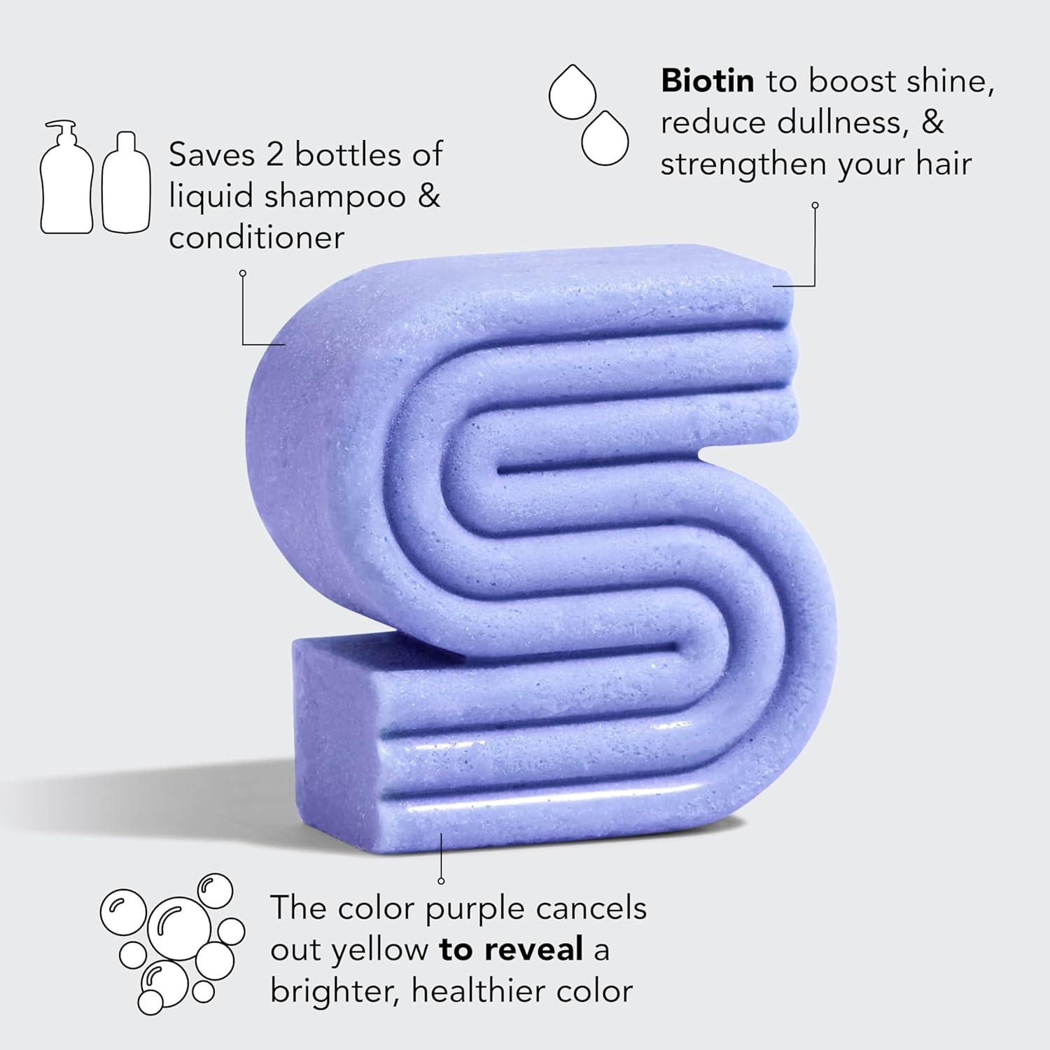 imageKitsch Toning Purple Shampoo For Blondes amp Color Treated Hair Shampoo Bar For Women and Men Biotin Shampoo for Strengthening amp Neutralizing Brassy Tones Vegan Silicone amp Sulfate Free 32 oz