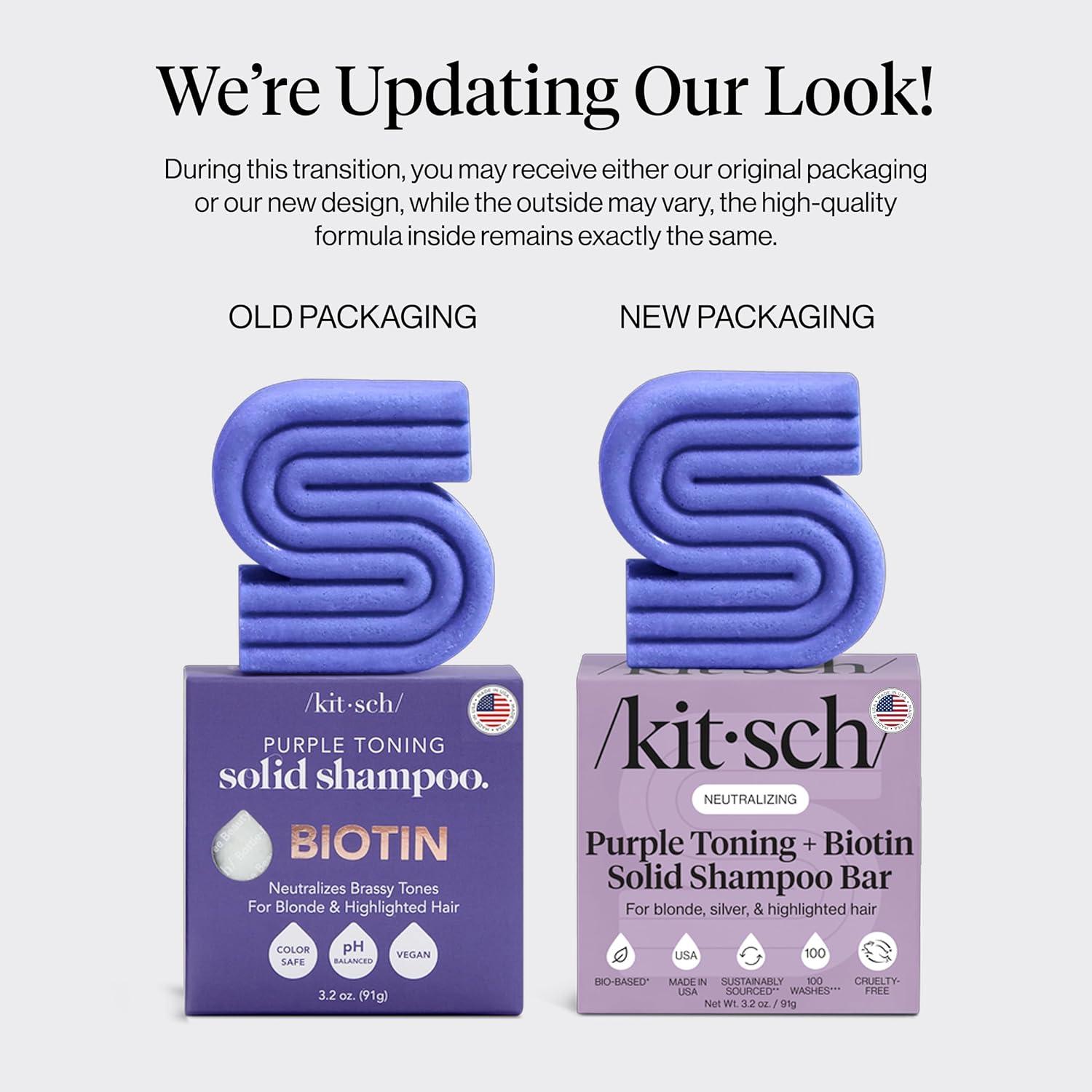 imageKitsch Toning Purple Shampoo For Blondes amp Color Treated Hair Shampoo Bar For Women and Men Biotin Shampoo for Strengthening amp Neutralizing Brassy Tones Vegan Silicone amp Sulfate Free 32 oz