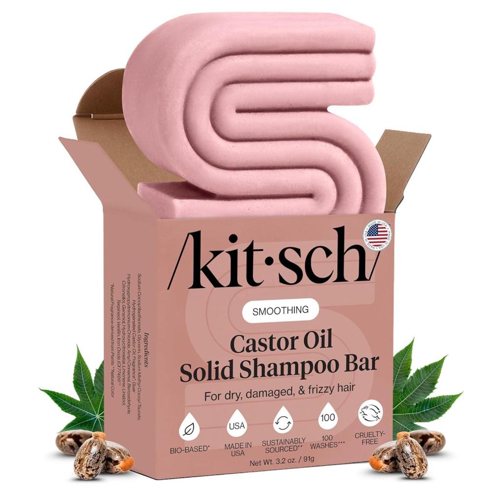 imageKitsch Castor Oil Shampoo Bar Soap Hydrating amp Moisturizing Hair Care Organic Castor Oil Solid Shampoo for Hair Growth amp Scalp Nourishment Silicone amp ParabenFree Vegan Made in USA 32ozCastor Oil Nourishing Shampoo Bar NEW