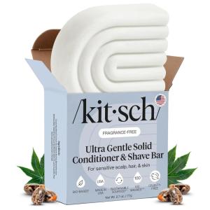 Kitsch 2-in-1 Ultra Sensitive Conditioner Bar & Shaving Soap for Sensitive Scalp & Skin – Moisturizing & Anti-Irritation Bar Soap – Scent Free, 5 Ingredients Only – Made in USA – 2.7oz
