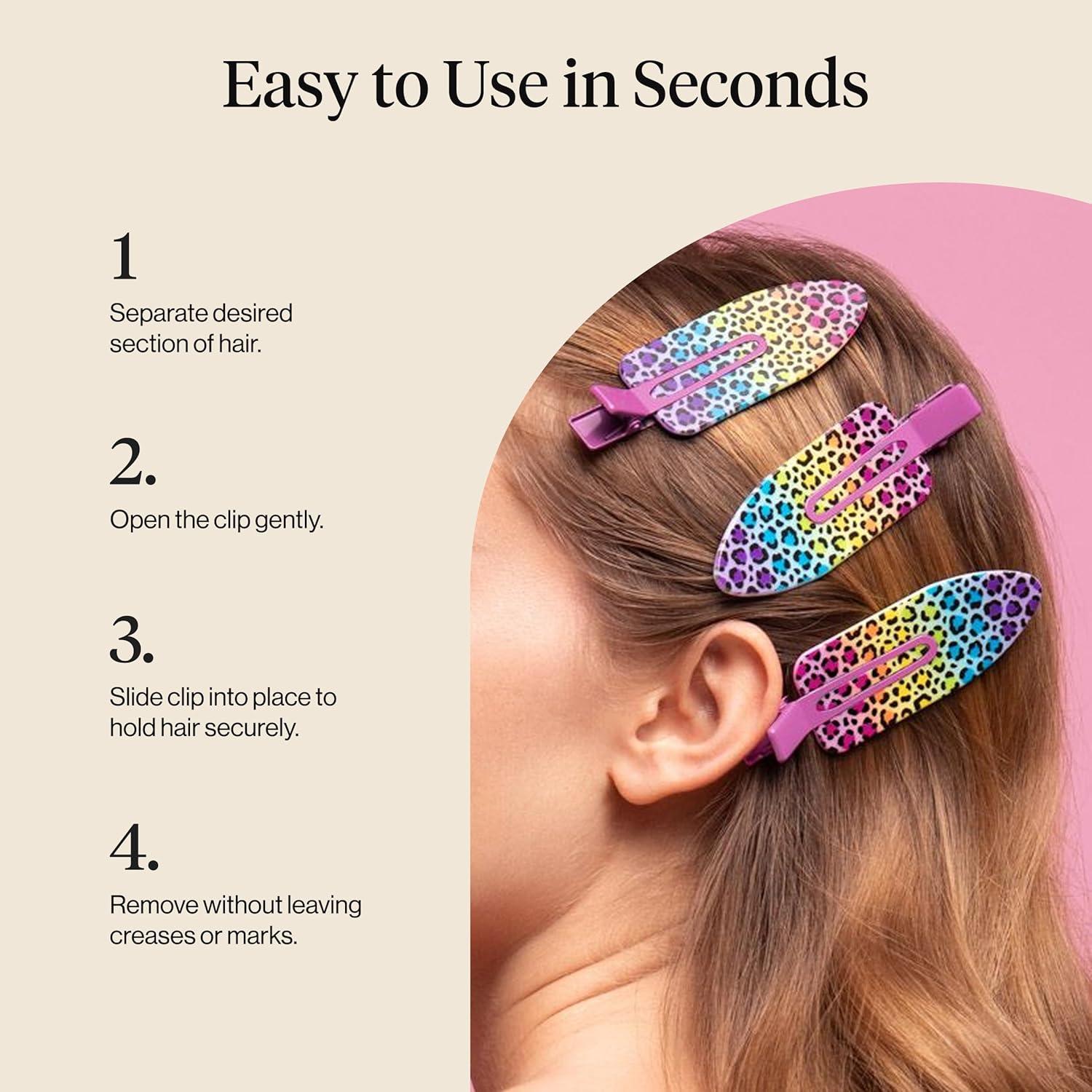 imageBridgerton x Kitsch Creaseless Hair Clips for Women No Crease No Bend Hair Clips for Styling Bangs Makeup Application Face Wash Recycled Acrylic Toile in Bloom Ideal Gifts for Women 4pcsRainbow Leopard