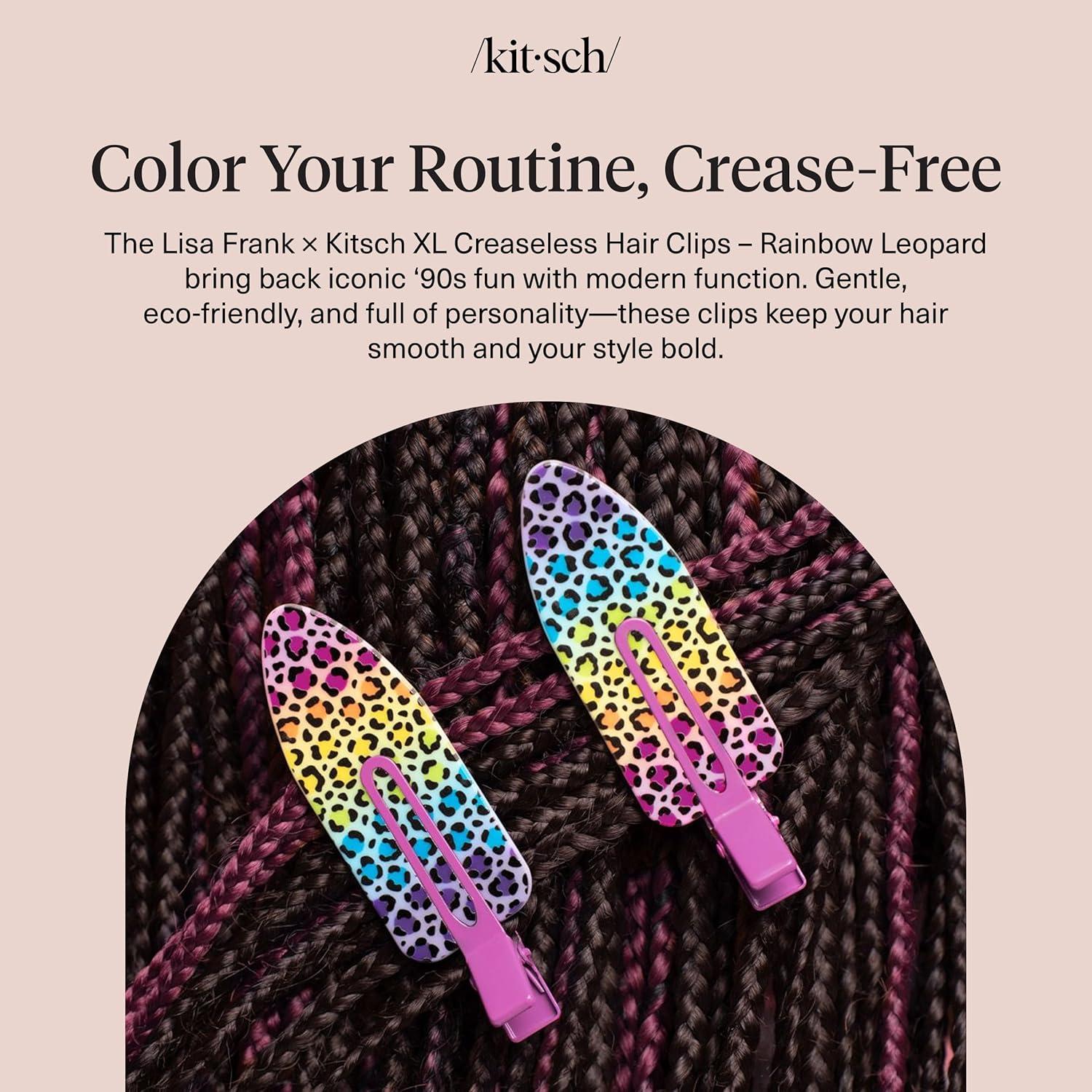 imageBridgerton x Kitsch Creaseless Hair Clips for Women No Crease No Bend Hair Clips for Styling Bangs Makeup Application Face Wash Recycled Acrylic Toile in Bloom Ideal Gifts for Women 4pcsRainbow Leopard