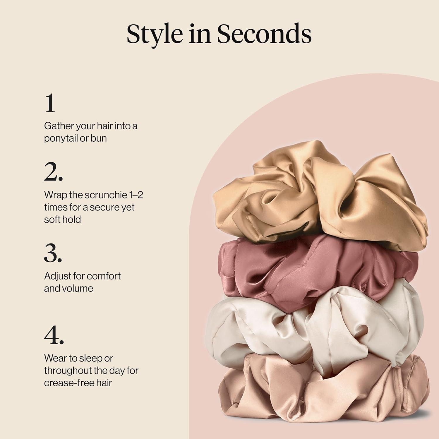 imageBridgerton x Kitsch Satin Scrunchies for Women No Snag No Tugging Soft amp Comfortable Scrunchies for Girls Perfect for Day or Night Ideal Gifts for Women Toile De Blue 2pcsBlush 4 Pcs