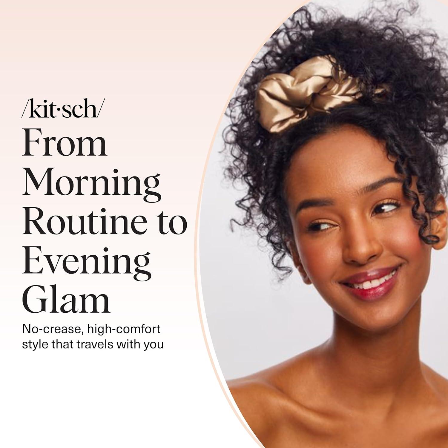 imageBridgerton x Kitsch Satin Scrunchies for Women No Snag No Tugging Soft amp Comfortable Scrunchies for Girls Perfect for Day or Night Ideal Gifts for Women Toile De Blue 2pcsGold