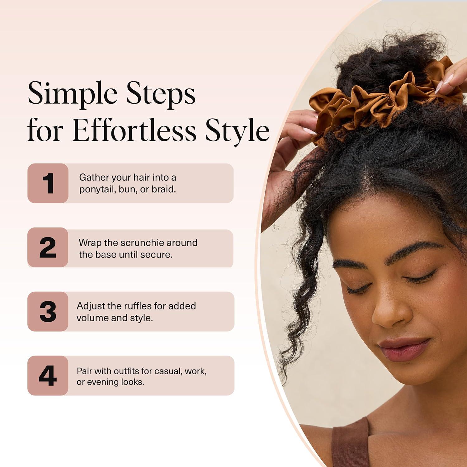 imageBridgerton x Kitsch Satin Scrunchies for Women No Snag No Tugging Soft amp Comfortable Scrunchies for Girls Perfect for Day or Night Ideal Gifts for Women Toile De Blue 2pcsCamel