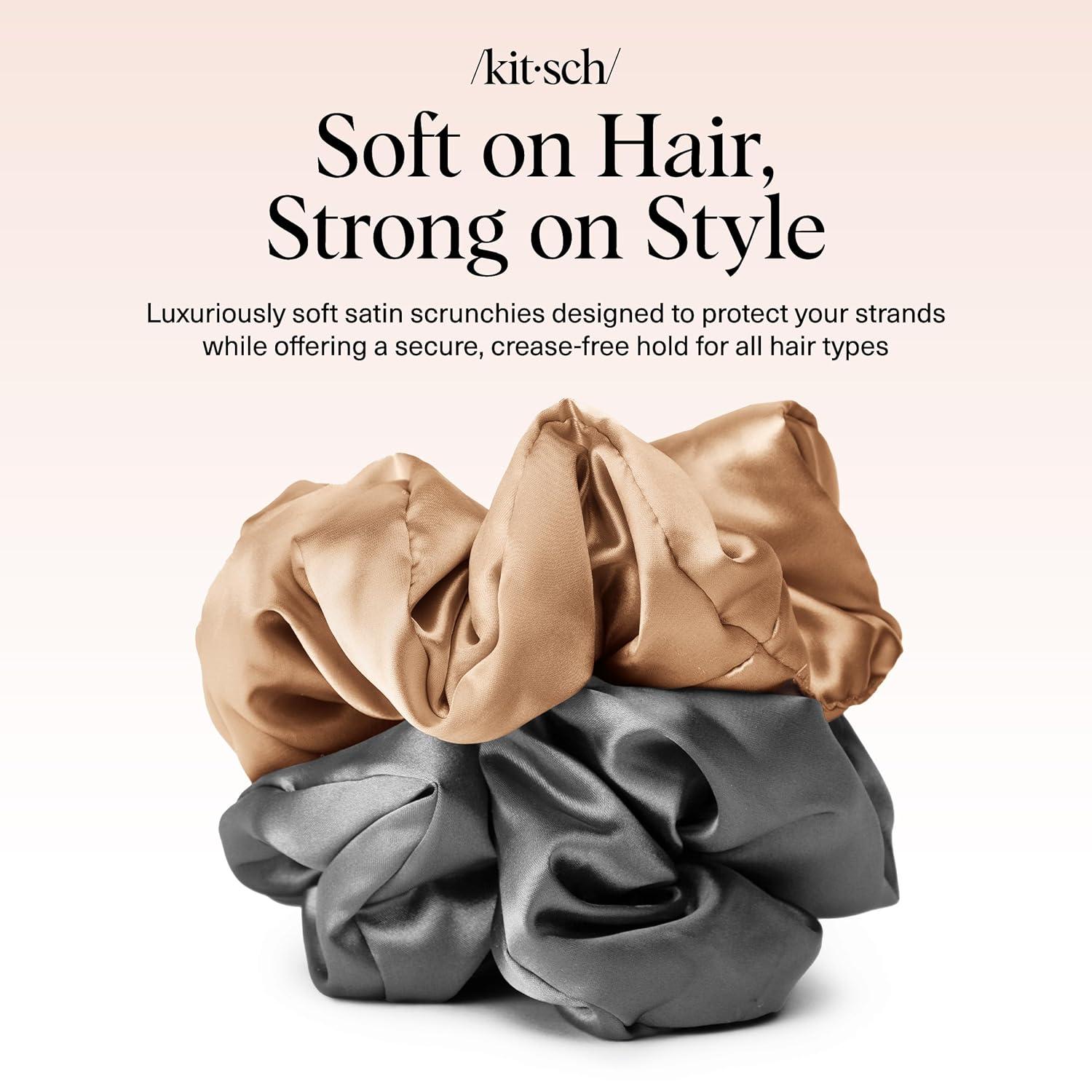 imageBridgerton x Kitsch Satin Scrunchies for Women No Snag No Tugging Soft amp Comfortable Scrunchies for Girls Perfect for Day or Night Ideal Gifts for Women Toile De Blue 2pcsGold