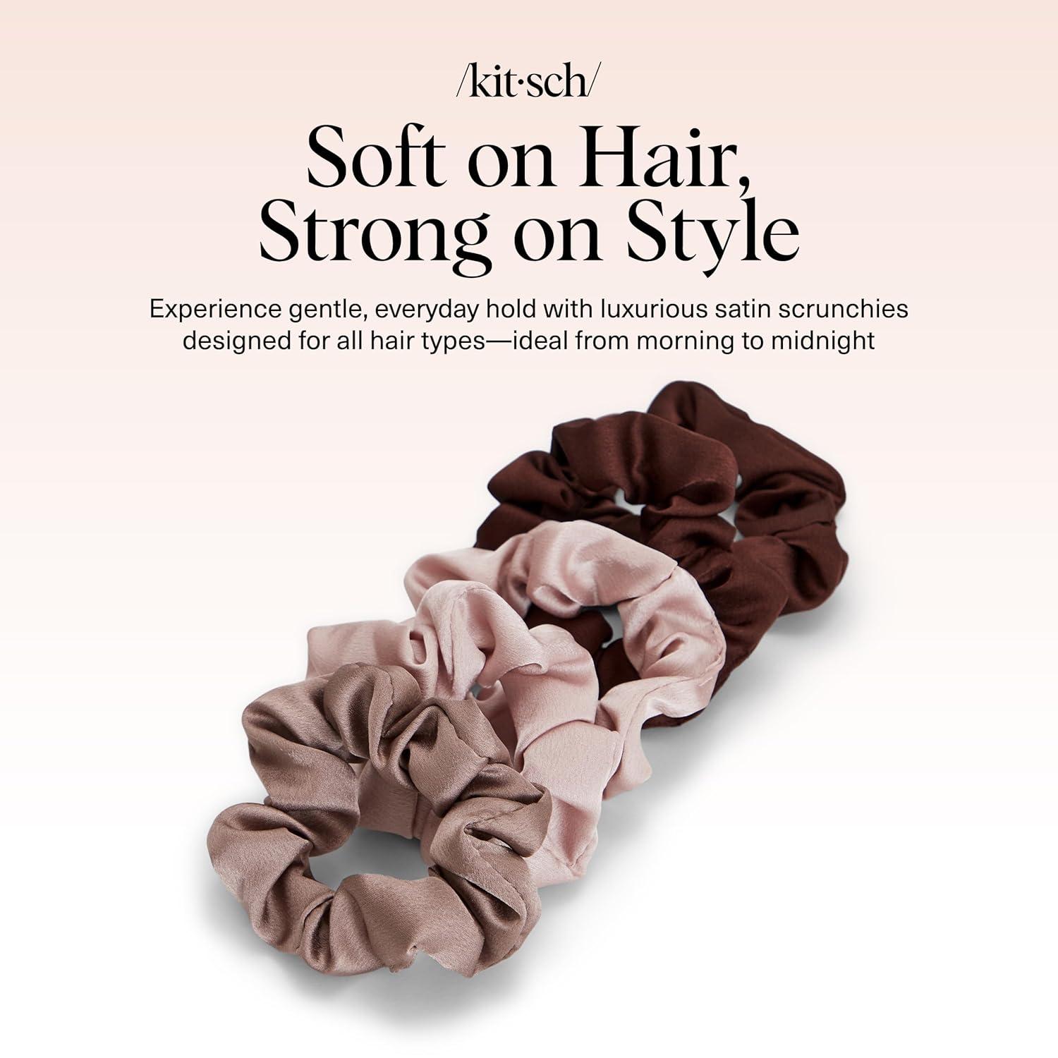 imageBridgerton x Kitsch Satin Scrunchies for Women No Snag No Tugging Soft amp Comfortable Scrunchies for Girls Perfect for Day or Night Ideal Gifts for Women Toile De Blue 2pcsCameo