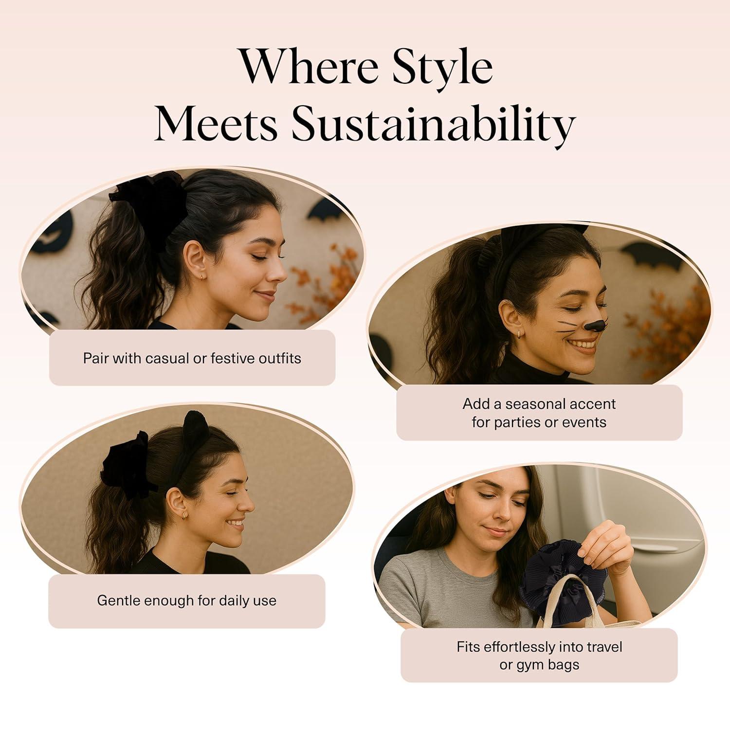 imageBridgerton x Kitsch Satin Scrunchies for Women No Snag No Tugging Soft amp Comfortable Scrunchies for Girls Perfect for Day or Night Ideal Gifts for Women Toile De Blue 2pcsBlack 1pc