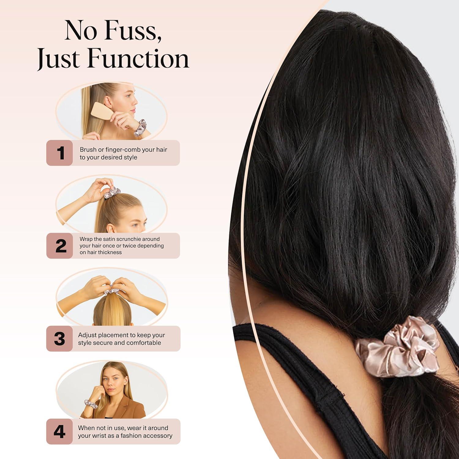 imageBridgerton x Kitsch Satin Scrunchies for Women No Snag No Tugging Soft amp Comfortable Scrunchies for Girls Perfect for Day or Night Ideal Gifts for Women Toile De Blue 2pcsBlush Black