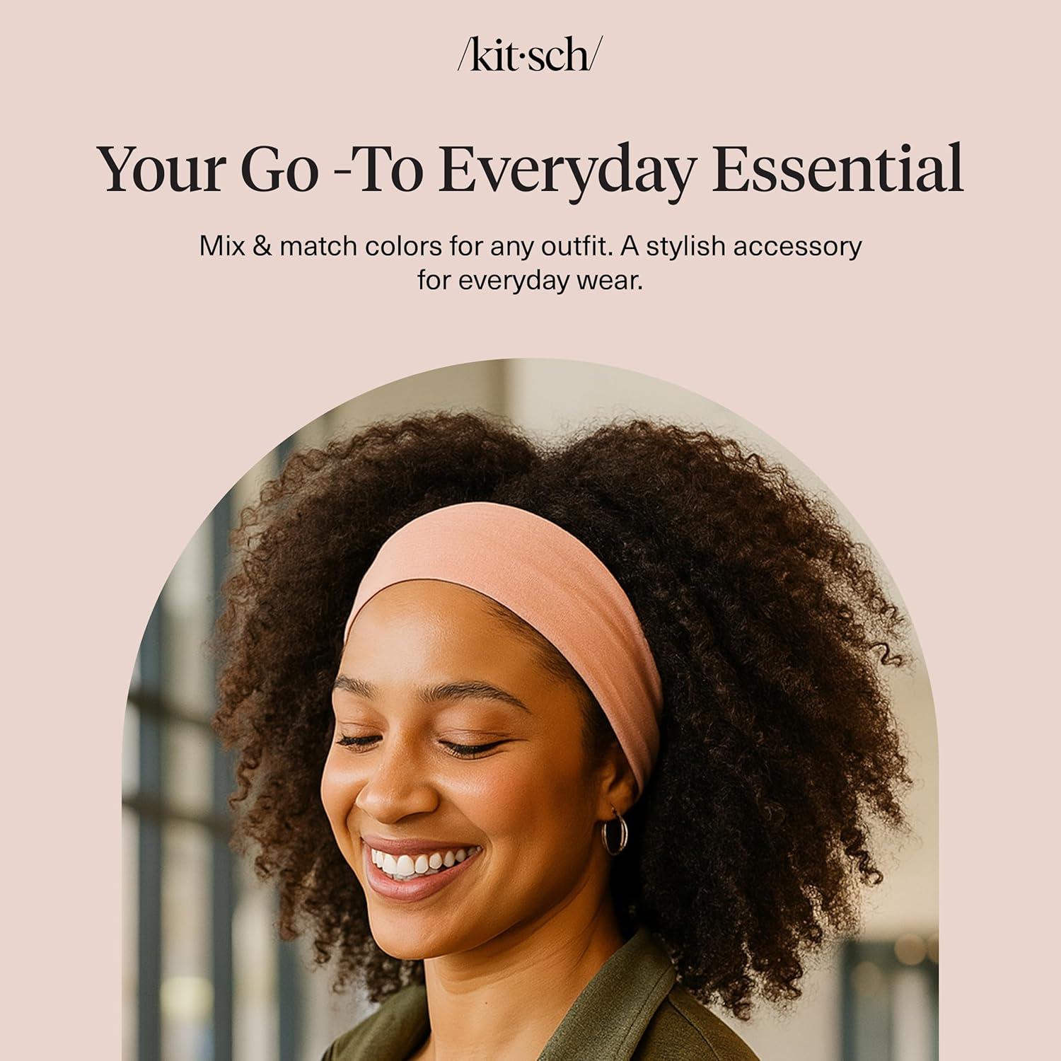 imageKitsch Headbands for Women Non Slip Running Headbands for Girls Ideal for Working Out Yoga Gym or Lounging Stretchy Head Bands Fashion Hair Accessories Garden Bouquet 3pcsRosewood