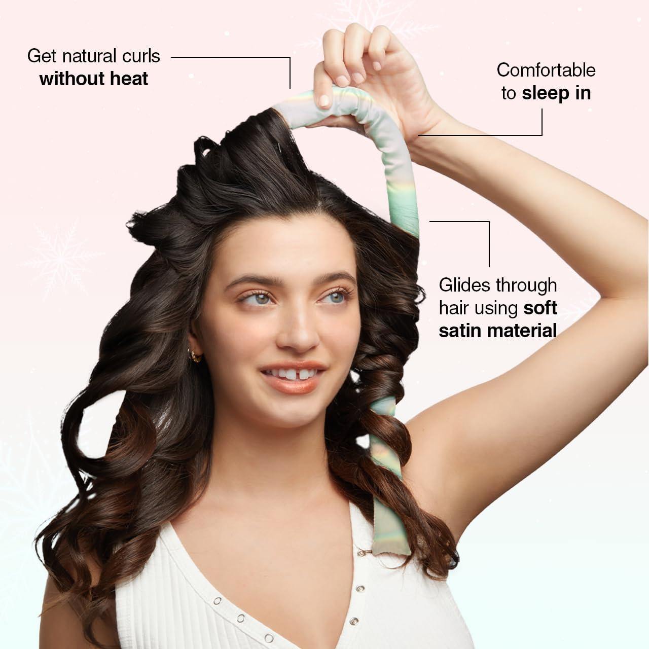 imageKitsch Holiday Hair Hero XL Satin Heatless Styling amp Flat Lay Claw Heatless Curls amp Waves Extra Large Curling Rods Satin Scrunchies amp Claw Clip for Hair Protection Gifts for Women 4pc set AuraAura