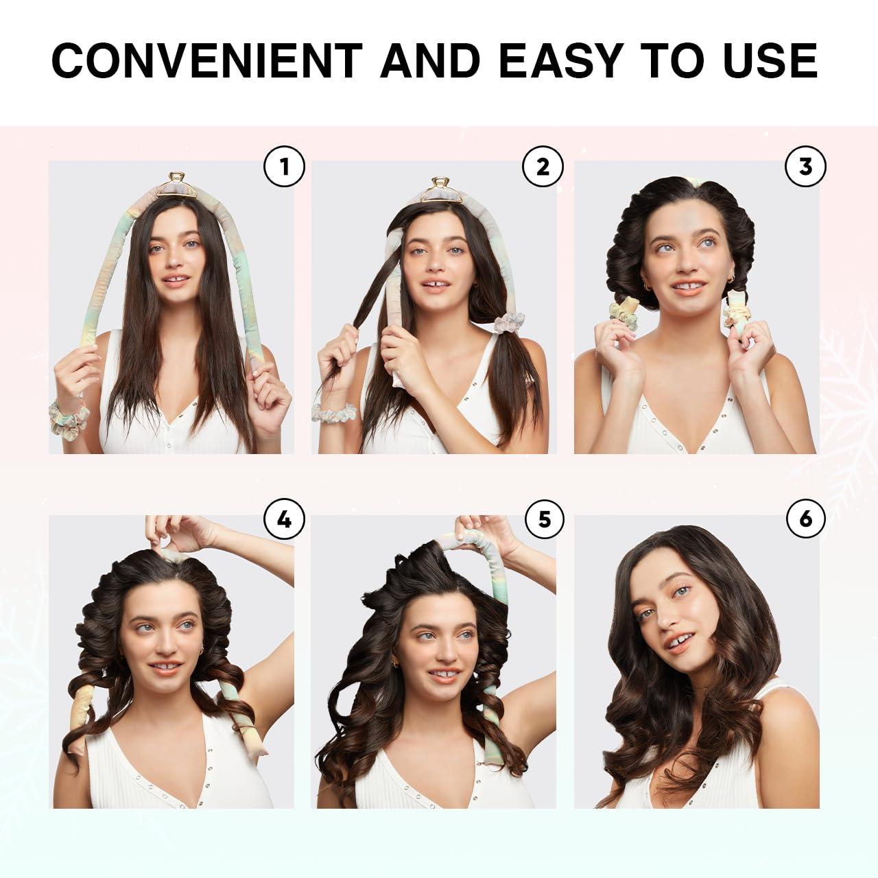 imageKitsch Holiday Hair Hero XL Satin Heatless Styling amp Flat Lay Claw Heatless Curls amp Waves Extra Large Curling Rods Satin Scrunchies amp Claw Clip for Hair Protection Gifts for Women 4pc set AuraAura