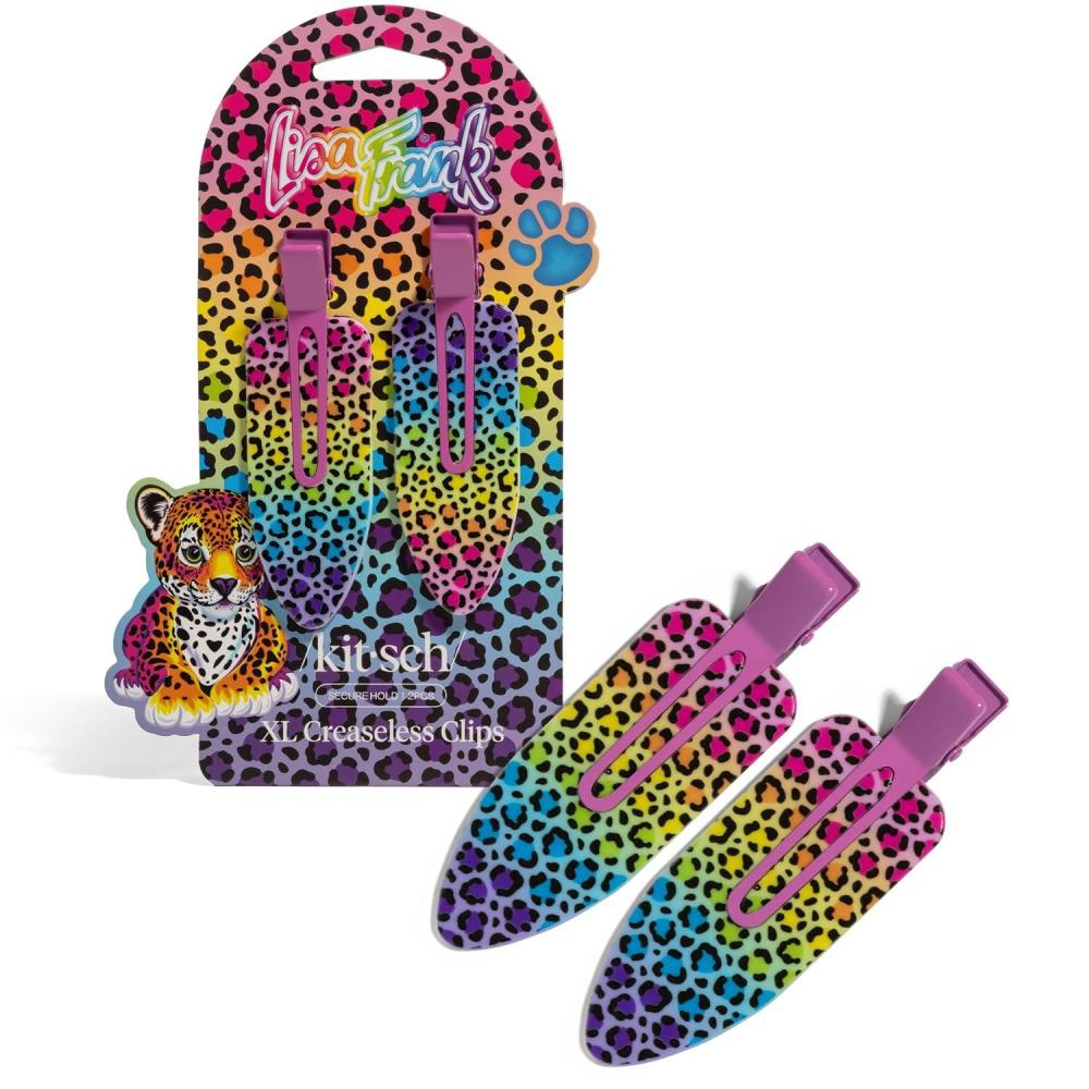 imageBridgerton x Kitsch Creaseless Hair Clips for Women No Crease No Bend Hair Clips for Styling Bangs Makeup Application Face Wash Recycled Acrylic Toile in Bloom Ideal Gifts for Women 4pcsRainbow Leopard