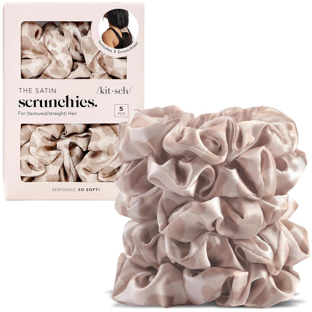 imageBridgerton x Kitsch Satin Scrunchies for Women No Snag No Tugging Soft amp Comfortable Scrunchies for Girls Perfect for Day or Night Ideal Gifts for Women Toile De Blue 2pcsLeopard