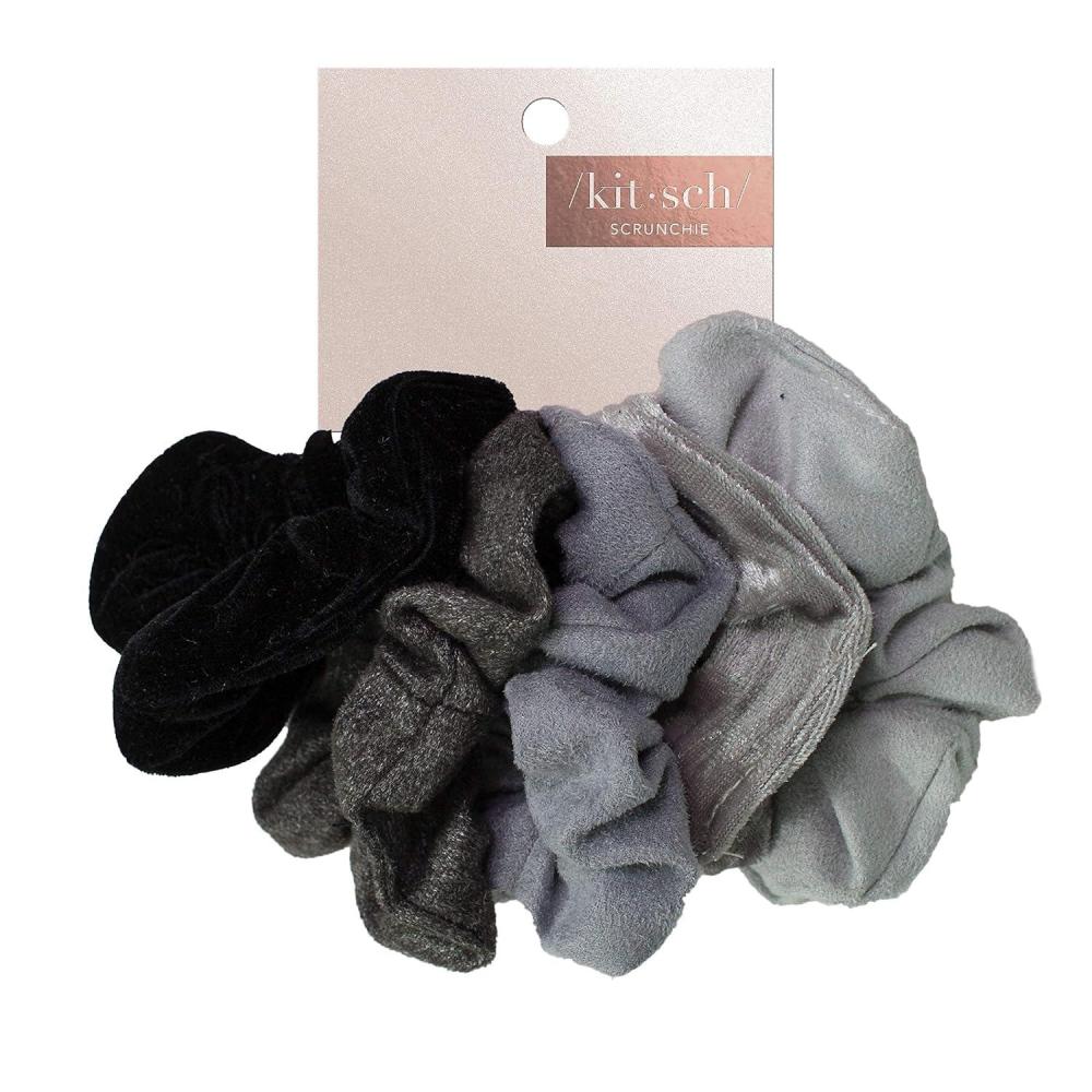 imageBridgerton x Kitsch Satin Scrunchies for Women No Snag No Tugging Soft amp Comfortable Scrunchies for Girls Perfect for Day or Night  Ideal Gifts for Women  Toile De Blue 2pcsVelvet BlackGray