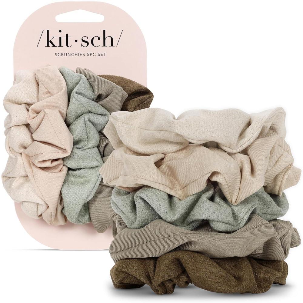 imageBridgerton x Kitsch Satin Scrunchies for Women No Snag No Tugging Soft amp Comfortable Scrunchies for Girls Perfect for Day or Night  Ideal Gifts for Women  Toile De Blue 2pcsMoss Green