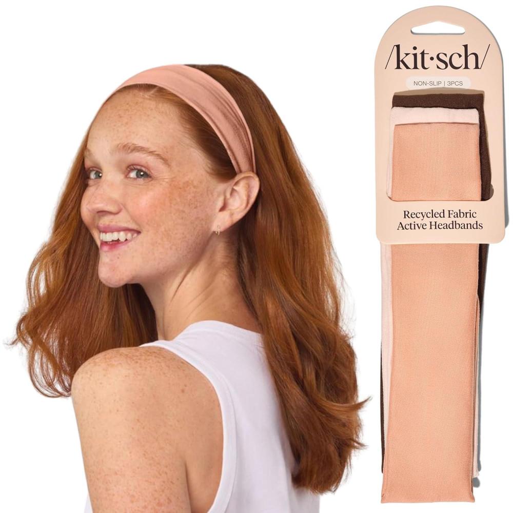 imageKitsch Headbands for Women Non Slip Running Headbands for Girls Ideal for Working Out Yoga Gym or Lounging Stretchy Head Bands Fashion Hair Accessories Garden Bouquet 3pcsRosewood