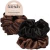 Bridgerton x Kitsch Satin Scrunchies for Women, No Snag, No Tugging, Soft & Comfortable Scrunchies for Girls, Perfect for Day or Night | Ideal Gifts for Women – Toile De Blue, 2pcs(Black & Chocolate)
