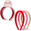 Kitsch Velvet Headbands for Women & Girls – No-Slip, Comfortable, Lightweight & Gentle on Hair – Ideal Hair Accessories for Everyday Looks – Pink, Red & Green, 3pcs(Red  Pink & Green)