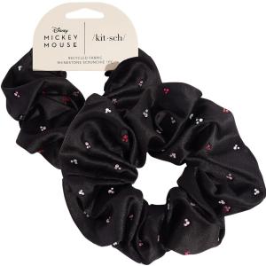 Bridgerton x Kitsch Satin Scrunchies for Women, No Snag, No Tugging, Soft & Comfortable Scrunchies for Girls, Perfect for Day or Night | Ideal Gifts for Women – Toile De Blue, 2pcs(Mickey/Minnie Black Rhinestone)
