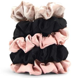 Bridgerton x Kitsch Satin Scrunchies for Women, No Snag, No Tugging, Soft & Comfortable Scrunchies for Girls, Perfect for Day or Night | Ideal Gifts for Women – Toile De Blue, 2pcs(Blush & Black)