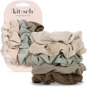 Bridgerton x Kitsch Satin Scrunchies for Women, No Snag, No Tugging, Soft & Comfortable Scrunchies for Girls, Perfect for Day or Night | Ideal Gifts for Women – Toile De Blue, 2pcs(Moss Green)