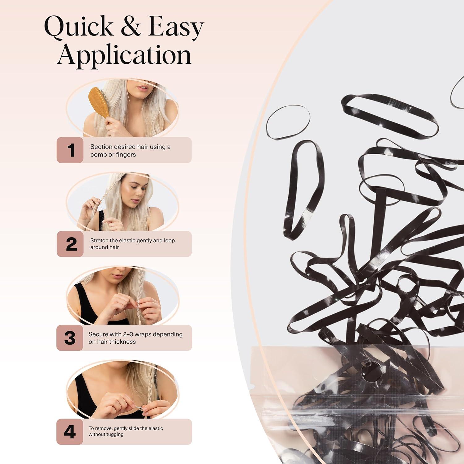 imageKitsch Hair Ties No Damage for Kids Teens and Women Rubber Bands for Hair Styling No Snag Hair Elastics Daily Hair Accessories Ideal Gifts for Women 500pcs BrownBlack