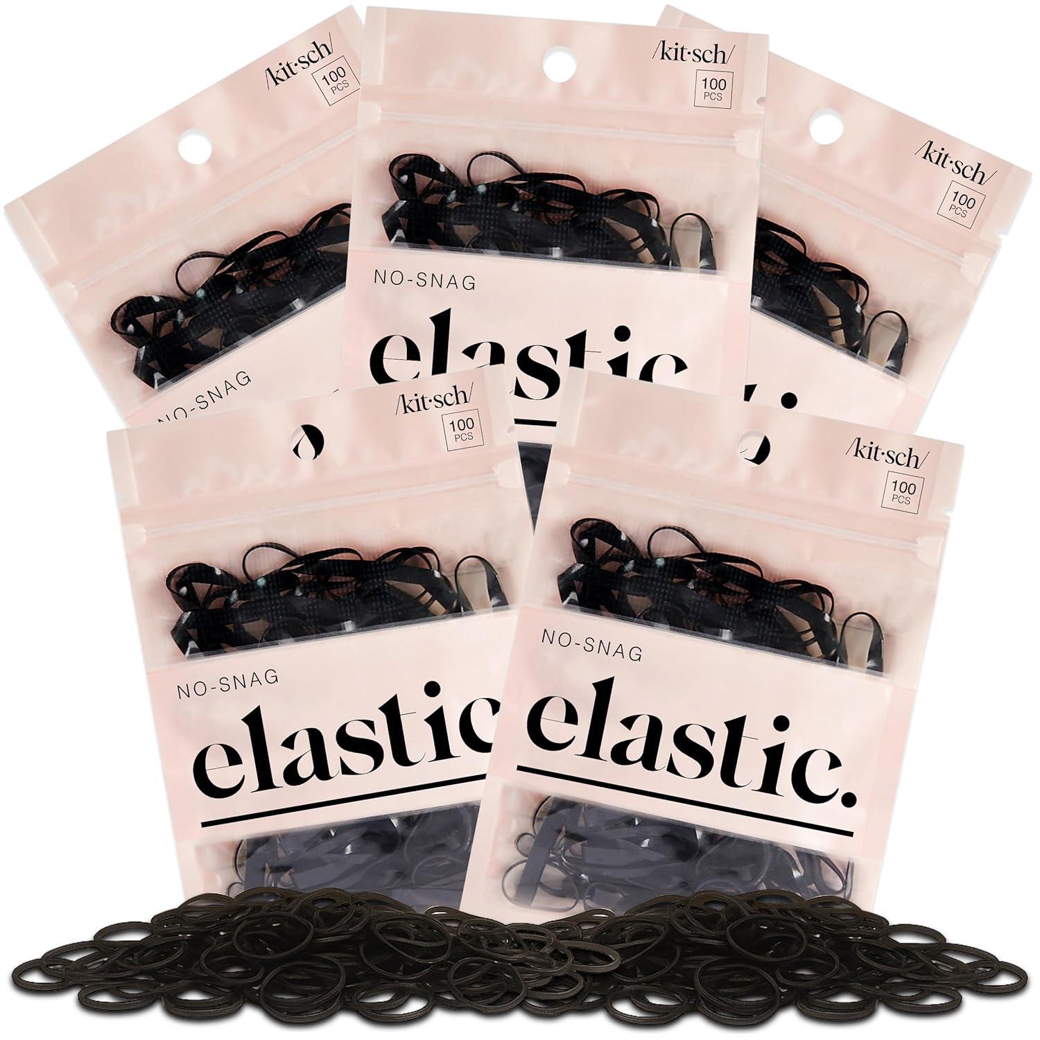 imageKitsch Hair Ties No Damage for Kids Teens and Women Rubber Bands for Hair Styling No Snag Hair Elastics Daily Hair Accessories Ideal Gifts for Women 500pcs BrownBlack