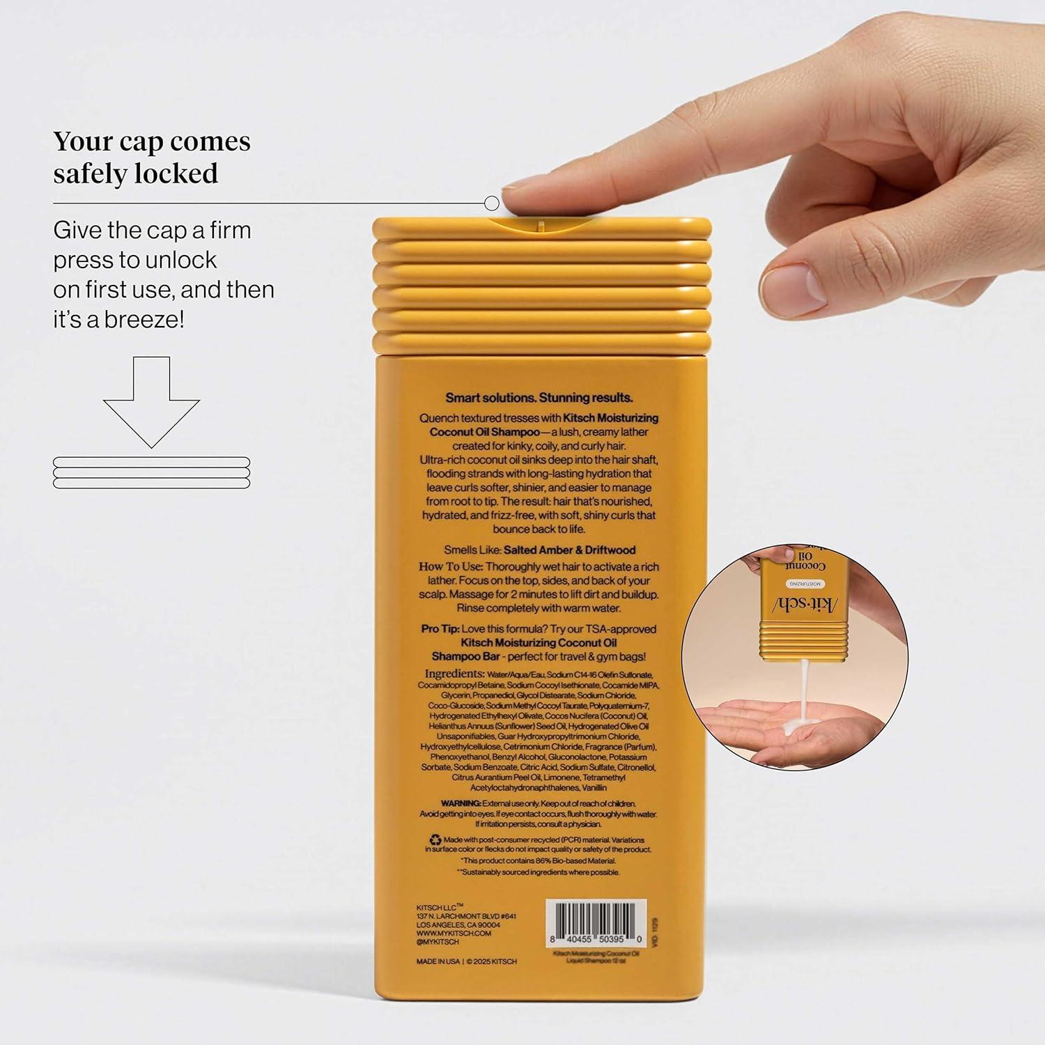 imageKitsch Moisturizing Coconut Oil Liquid Shampoo for Men amp Women Coconut Oil Hair Shampoo for Kinky Curly amp Coily Hair Deep Moisture Softness amp Manageability Clean ColorSafe Hair Care 12 oz